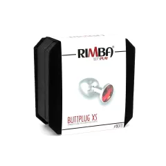   Rimba XS - kovový análny kolík so červeným kamienkom (strieborný)