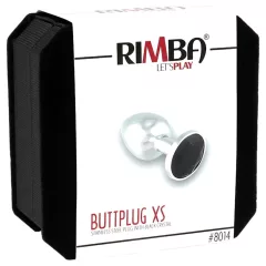   Rimba XS - kovový análny kolík so sýto čiernym kamienkom (strieborný)