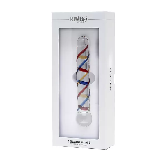 Rimba Rachella - dvojitý sklenený dildo - číry/farebný