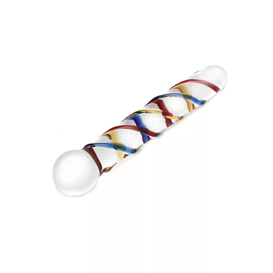 Rimba Rachella - dvojitý sklenený dildo - číry/farebný