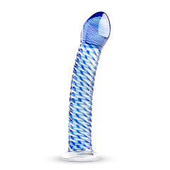   Gildo Glass No. 5 - špirálový sklenený dildo (priehľadno-modrý)