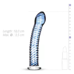   Gildo Glass No. 5 - sklenené dildo - špirálový tvar - priehľadné modré