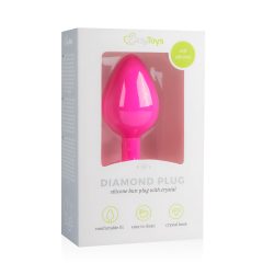   Easytoys Diamond - análny kolík s bielym kameňom (stredný) - ružový