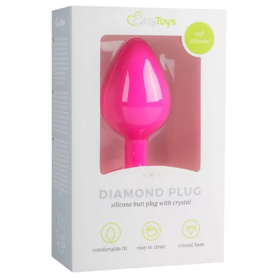 Easytoys - análny kolík s bielym kameňom - stredný - ružový