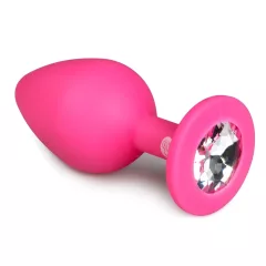   Easytoys - análny kolík s bielym kameňom - stredný - ružový