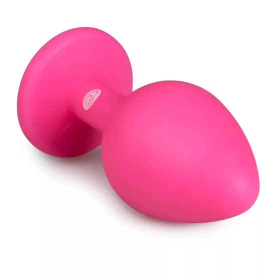 Easytoys - análny kolík s bielym kameňom - stredný - ružový