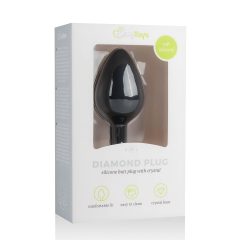   Easytoys Diamond - čierny análny kolík so stredným bielym kameňom