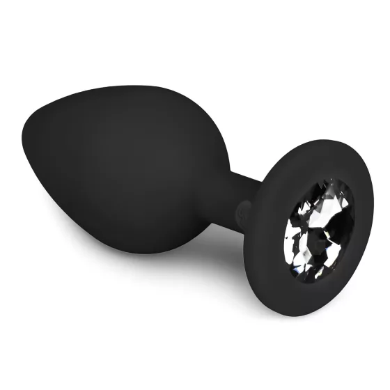 Easytoys - análny kolík s bielym kameňom - stredný - čierny