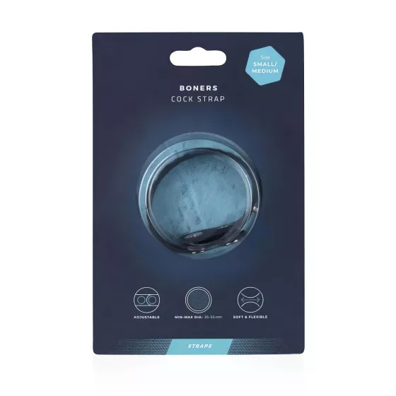 Boners - nastaviteľný erekčný krúžok na penis S/M - silikón sivý