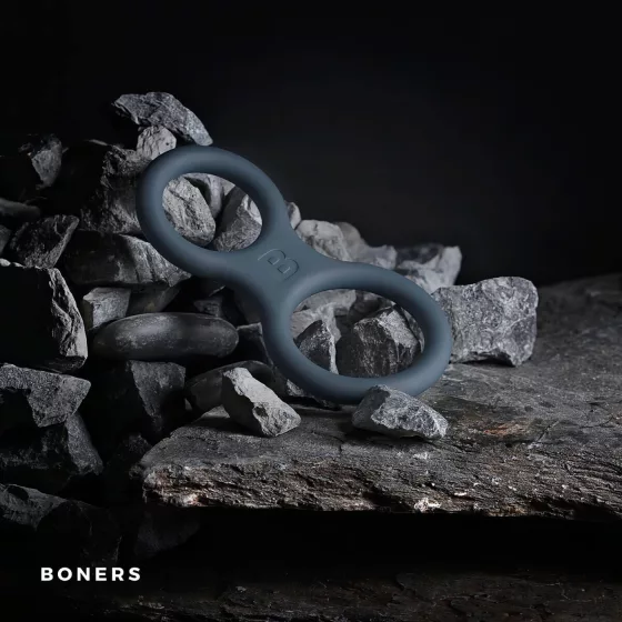 Boners - krúžok na penis a semenníky - silikón - sivý