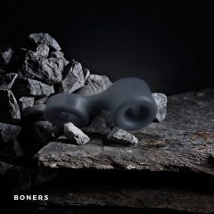  Boners Get Rock Hard - krúžok na penis a krúžok na penis (sivý)