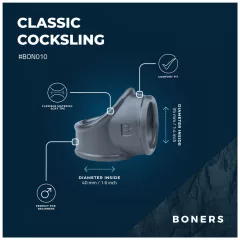   Boners - erekčný krúžok a krúžok na semenníky - silikón - sivý