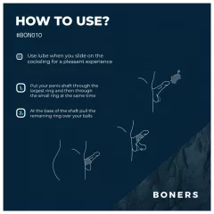   Boners - erekčný krúžok a krúžok na semenníky - silikón - sivý
