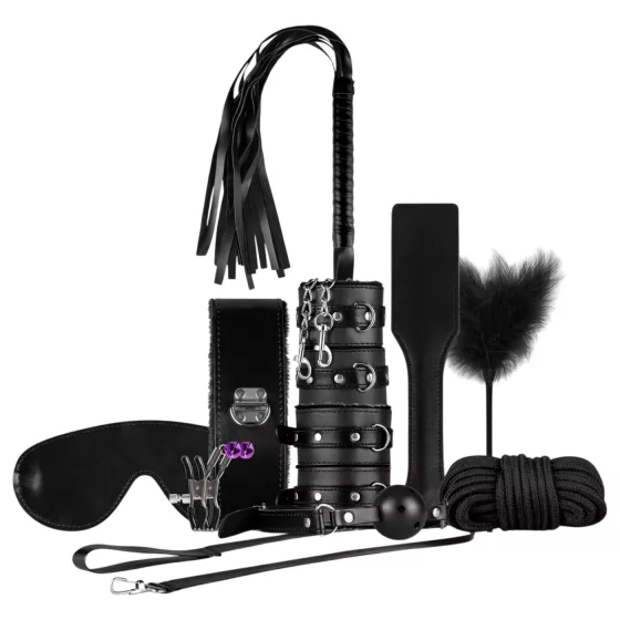 Secret Pleasure Chest - pokročilá BDSM súprava - 14-dielna (čierna)