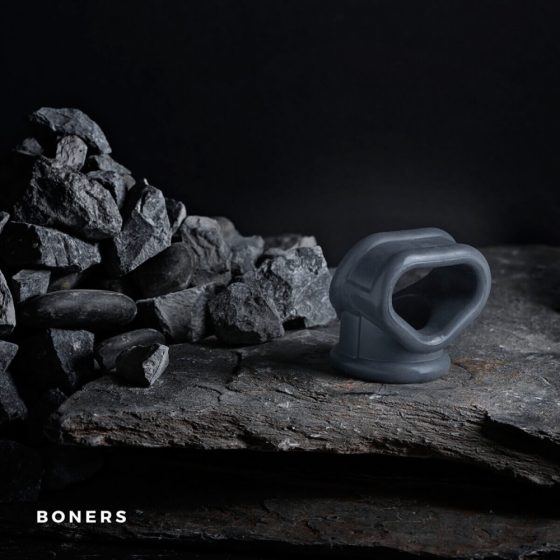 Boners 2in1 - krúžok na penis a krúžok na semenníky (sivý)