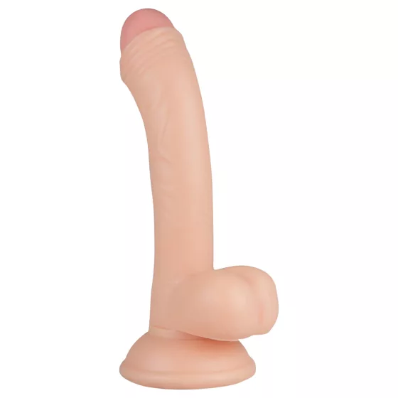 Real Fantasy Vince - dildo s vajcami a predkožkou - 19,5 cm - prírodná farba