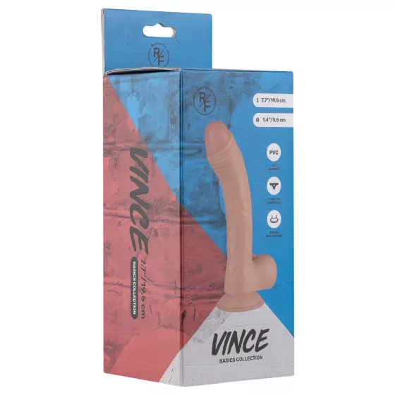Real Fantasy Vince - dildo s vajcami a predkožkou - 19,5 cm - prírodná farba