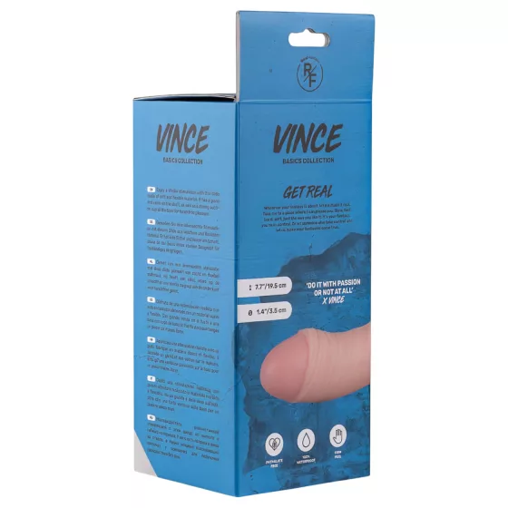 Real Fantasy Vince - dildo s vajcami a predkožkou - 19,5 cm - prírodná farba