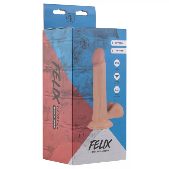 Real Fantasy Felix - realistický dildo s semenníkmi - 22 cm - prírodná farba