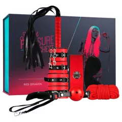   Secret Pleasure Chest - pokročilá BDSM sada - 10-dielna (červená)