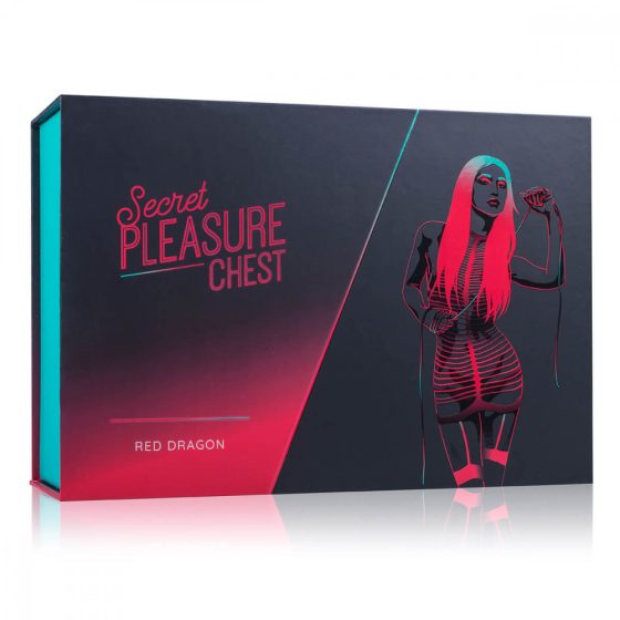 Secret Pleasure Chest - pokročilá BDSM sada - 10 kusov (červená)