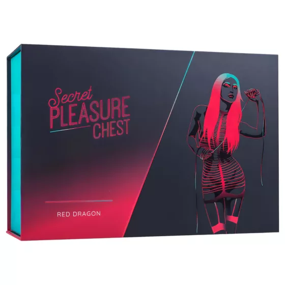 Secret Pleasure Chest - pokročilá BDSM sada - 10-dielna (červená)