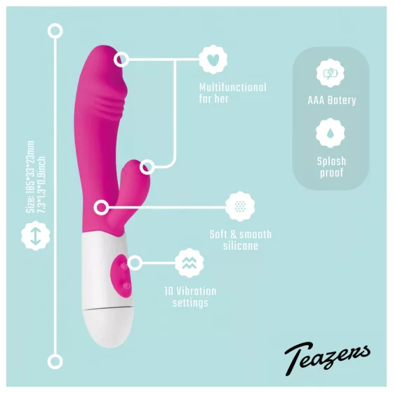 Teazers - realistický vibrátor s páčkou na klitoris (ružový)
