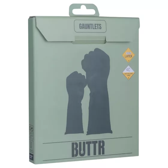 BUTTR Gauntlets - latexové rukavice na fisting, rukavice na pästný sex (čierne)