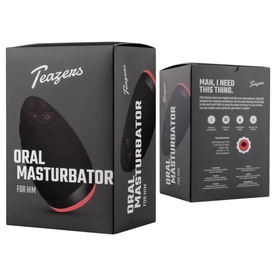 Teazers - masturbátor v tvare úst s ohrievacou funkciou (červený)