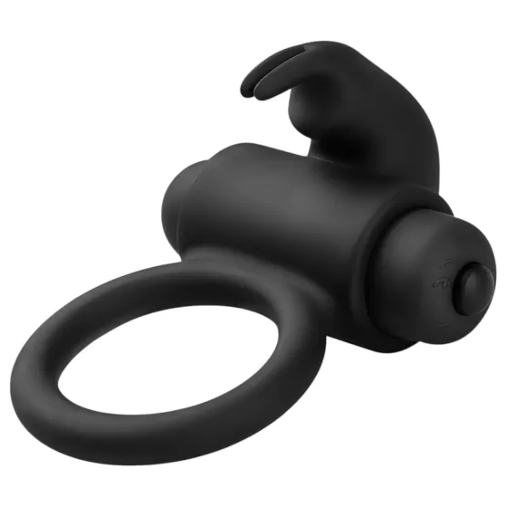 EasyToys - vibračný erekčný krúžok s králikom - čierny