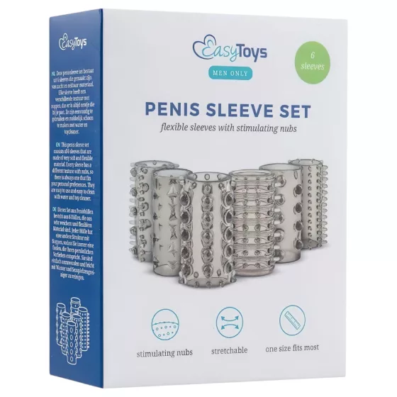 Easytoys - návlek na penis - sada 6 kusov - sivá