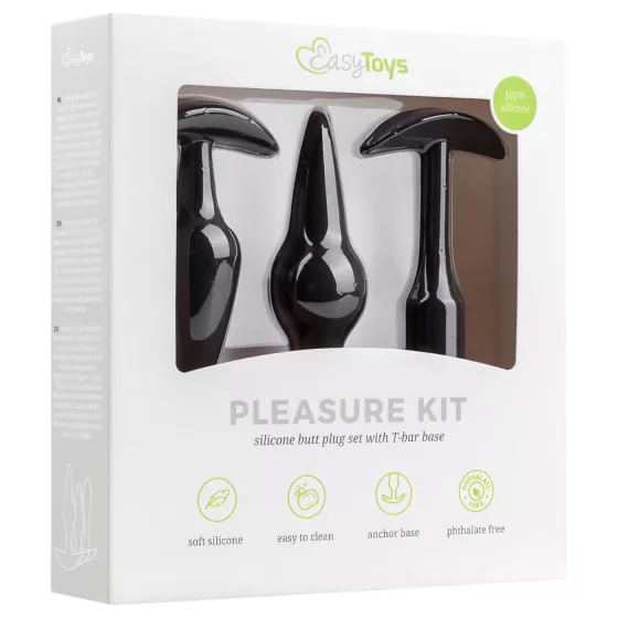 EasyToys Pleasure kit - rozmanitá sada análnych kolíkov (čierna)