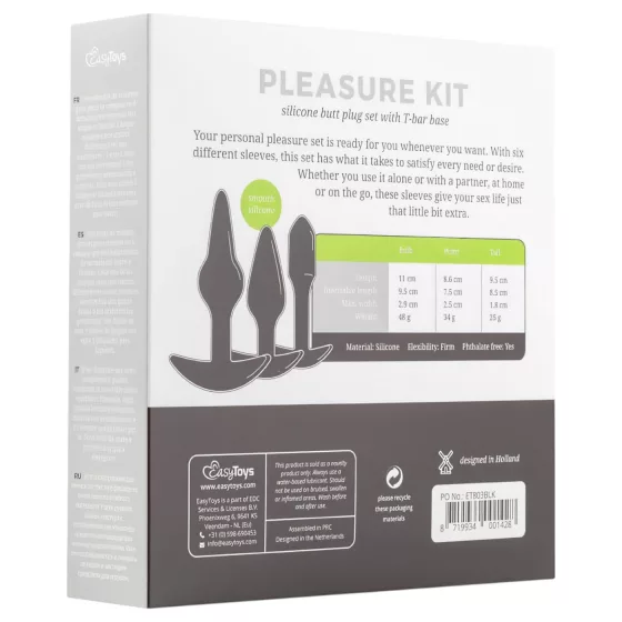 EasyToys Pleasure kit - rozmanitá sada análnych kolíkov (čierna)