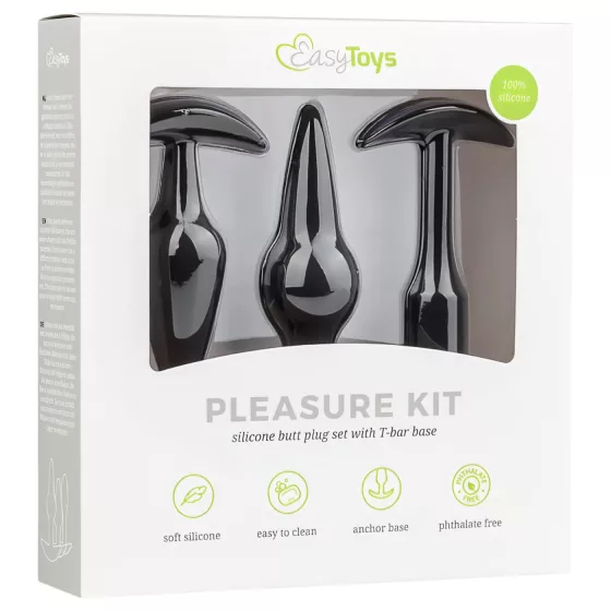 EasyToys Pleasure kit - rozmanitá sada análnych kolíkov (čierna)