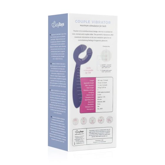 Easytoys Couple - nabíjateľný, vodotesný párový vibrátor (fialový)