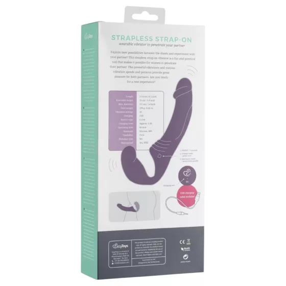 Easytoys - nabíjateľný pripínací vibrátor bez popruhu - fialový