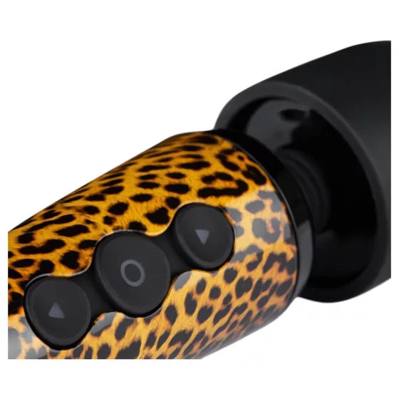 Panthra Shaka Wand - masážny vibrátor - dobíjací - leopardia čierna