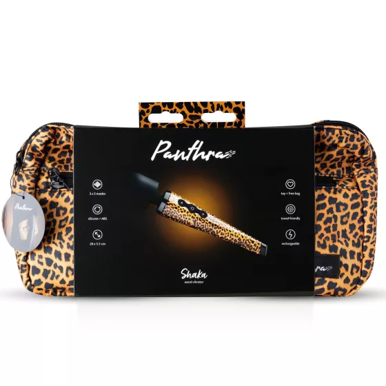 Panthra Shaka Wand - masážny vibrátor - dobíjací - leopardia čierna