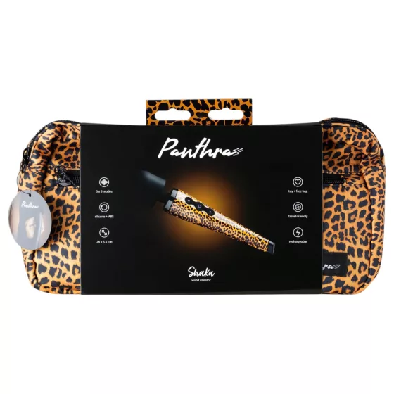 Panthra Shaka Wand - masážny vibrátor - dobíjací - leopardia čierna