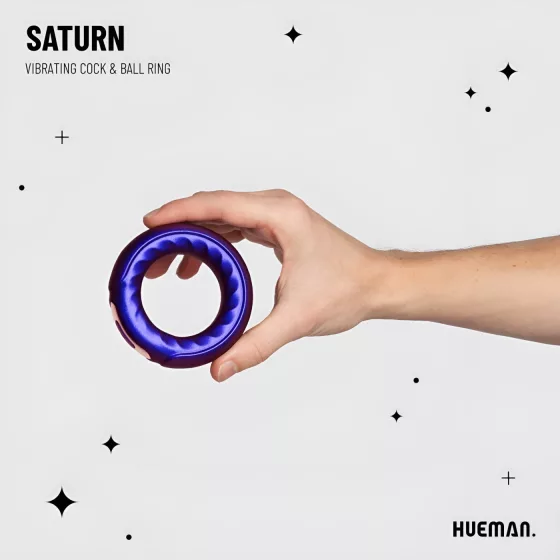 Hueman - vibračný erekčný krúžok - nabíjateľný, vodotesný - fialový