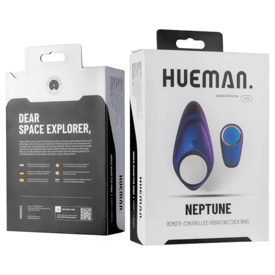 Hueman Neptune - vibračný erekčný krúžok - vodotesný - fialový