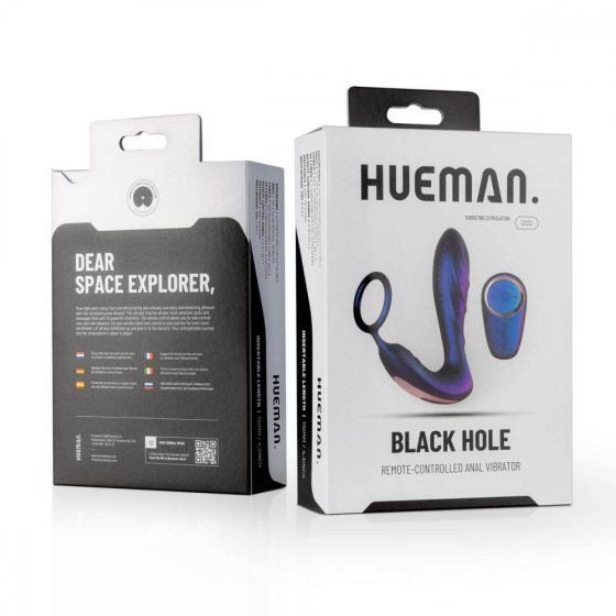 Hueman Hole Anal Vibrator With Cockring - nabíjací análny vibrátor a krúžok na penis (fialový)
