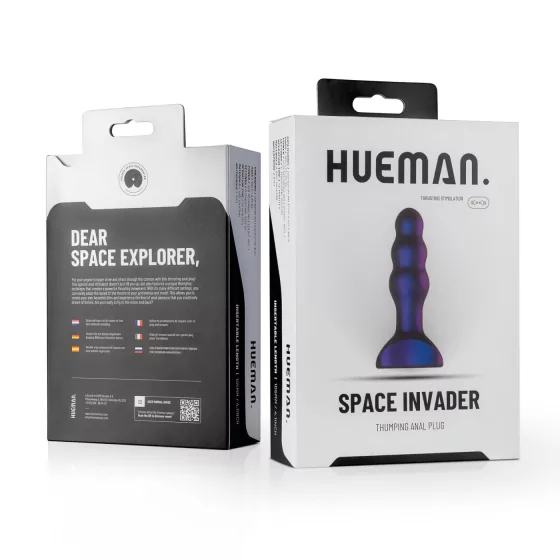 Hueman Space Inveder - análny vibrátor na batérie - vodotesný - fialový