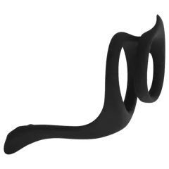   Easytoys - erekčný krúžok na penis a semenníky - flexibilný - čierny