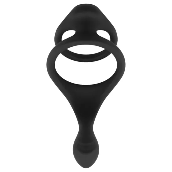 Easytoys - erekčný krúžok na penis a semenníky - flexibilný - čierny