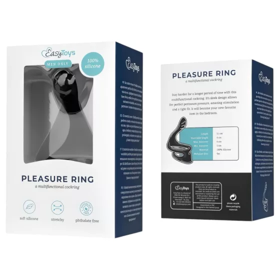 Easytoys - erekčný krúžok na penis a semenníky - flexibilný - čierny