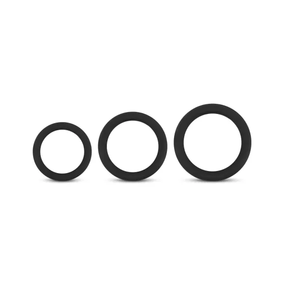 Easytoys - sada erekčných krúžkov na penis - 3 ks - čierna