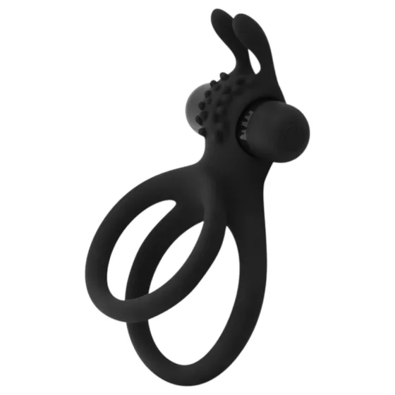 Easytoys - vibračný erekčný krúžok na penis a semenníky - čierny