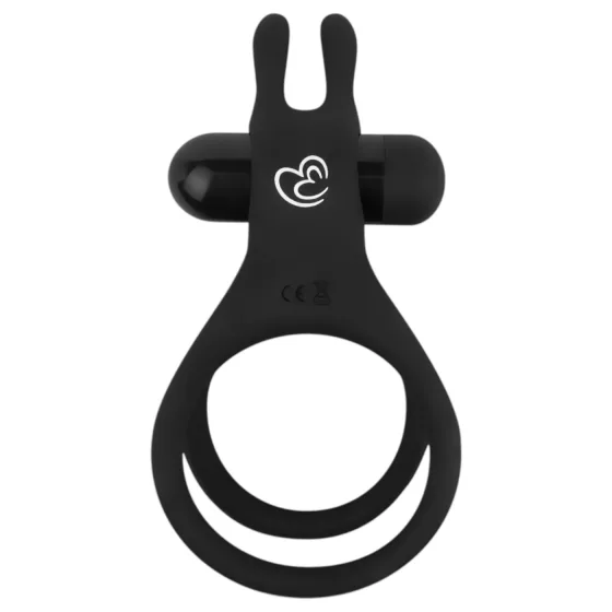 Easytoys - vibračný erekčný krúžok na penis a semenníky - čierny