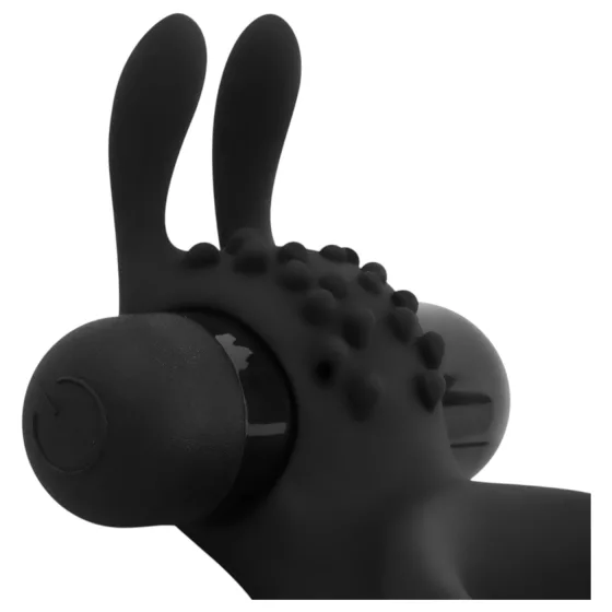 Easytoys - vibračný erekčný krúžok na penis a semenníky - čierny